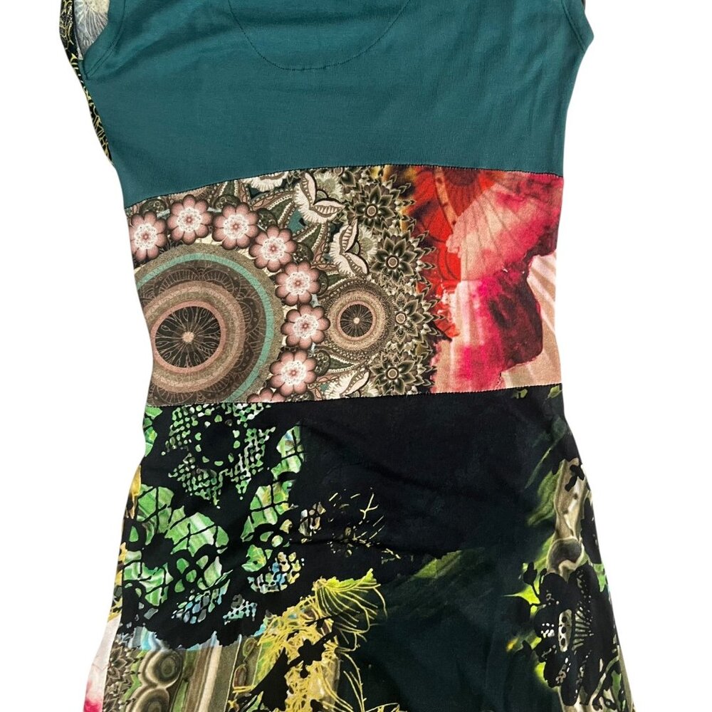 Desigual Floral Mini Dress in Black, Pink, Green - Picture 9 of 13